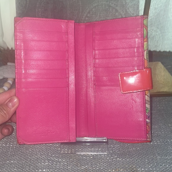 Christian Dior Limited Edition floral canvas and pink lambskin leather bifold - Picture 2 of 7